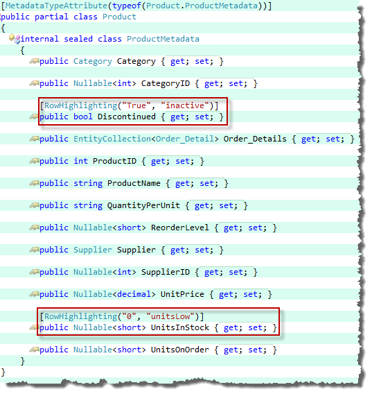 C# Bits: Conditional Row Highlighting in Dynamic Data